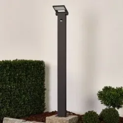 LED-Pollerlampe Marius mit Sensor, 100 cm Lucande, schwarz, Aluminium, Modern