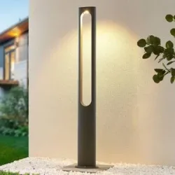 Lucande LED-Außenleuchte Dovino, 150 cm, dunkelgrau, IP65 Dovino, schwarz, Aluminium, Modern