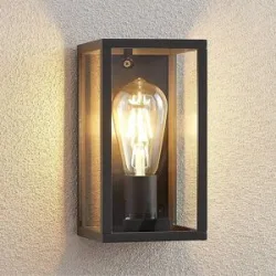 Aussenwandleuchte Filimon Lindby, dimmbar, schwarz, Aluminium, Modern, Wandleuchte außen