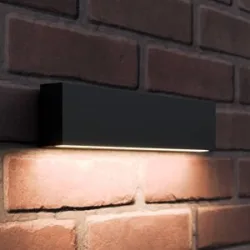 LED Aussenwandleuchte Elvira Lucande, schwarz, Aluminium, Modern, LED Wandleuchte außen