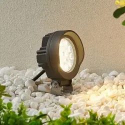 Lindby Emar LED-Erdspießstrahler in Dunkelgrau, schwarz, Aluminium, Modern, LED Außenleuchte