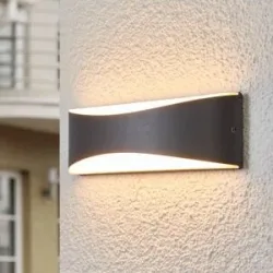 LED Aussenwandleuchte Akira Lucande, schwarz, Aluminium, Modern, LED Wandleuchte außen