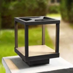 LED Sockelleuchte Lealan Lucande, schwarz, Aluminium, Modern, LED Außenleuchte