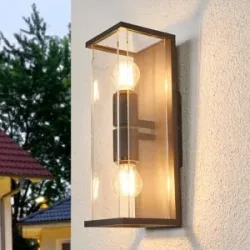 Aussenwandleuchte Annalea Lucande, schwarz, Aluminium, Modern, Wandleuchte außen