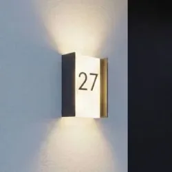 Lindby LED-Außenwandlampe Selqa, Hausnummer, anthrazit, IP65 Selqa, schwarz, Metall, Modern, Wandleuchte außen