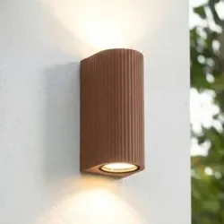 Aussenwandleuchte Aluvo Lindby, dimmbar, braun / rost, Aluminium, Modern, Wandleuchte außen