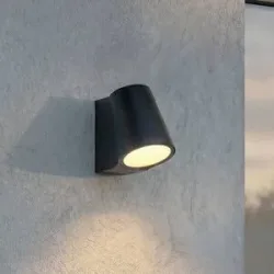 LED Aussenwandleuchte Illuvia Lindby, schwarz, Aluminium, Modern, LED Wandleuchte außen