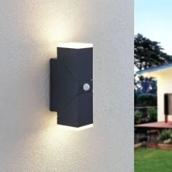 LED Aussenwandleuchte mit Bewegungsmelder Sally Lindby, schwarz, Aluminium, Modern, LED Wandleuchte außen