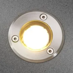 Lucande LED-Bodeneinbauleuchte Kenan, Ø 7cm, Edelstahl, IP67 KENAN, alu / grau / zink, Modern, LED Bodeneinbauleuchte