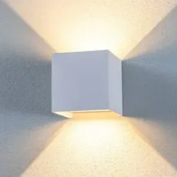 LED Aussenwandleuchte Nivar Lindby, weiß / opal, Metall, Modern, LED Wandleuchte außen