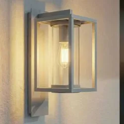 Aussenwandleuchte Ferda Lucande, dimmbar, alu / grau / zink, Aluminium, Modern, Wandleuchte außen