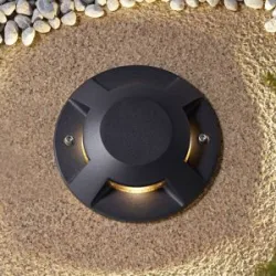 Lucande LED-Bodenstrahler Jeffrey, schwarz, 4 Lichtaustritte Jeffrey, schwarz, Aluminium, Modern, LED Außenleuchte