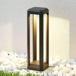 LED Sockelleuchte Fery Lucande, schwarz, Aluminium, Modern, LED Außenleuchte