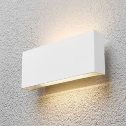 LED Aussenwandleuchte Safira Lindby, weiß / opal, Aluminium, Modern, LED Wandleuchte außen
