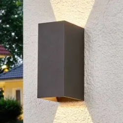 LED Aussenwandleuchte Mikka Lucande, schwarz, Aluminium, Modern, LED Wandleuchte außen