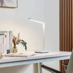 Schreibtischlampe Rylas Lindby, dimmbar, weiß / opal, für Arbeitszimmer / Büro, Kunststoff, Modern, Tischlampe
