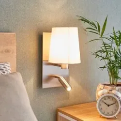 Wandlampe Aiden Lindby, alu / grau / zink, für Wohn- / Esszimmer, Textil / Stoff / Seide, Modern, Wandleuchte, Wandlampe Innen