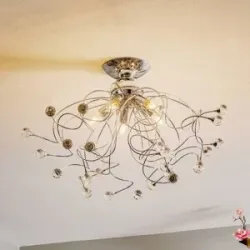 Kristall Deckenlampe Trilly ONLI, dimmbar, chrom / silber, für Wohn- / Esszimmer, Metall, Modern, Deckenlampe
