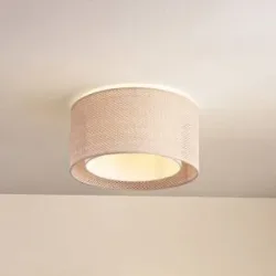 Deckenlampe Soula Lindby, dimmbar, creme / amber, für Wohn- / Esszimmer, Kunststoff, Landhaus / Rustikal, Deckenlampe