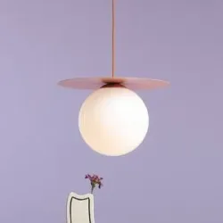 Glas Hängelampe Loop Coral L ALDEX, dimmbar, rot, für Wohn- / Esszimmer, Metall, Modern, Pendelleuchte