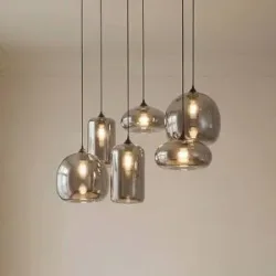 Glas Hängelampe Marla Lindby, dimmbar, klar / transparent, für Wohn- / Esszimmer, Glas, Modern, Pendelleuchte