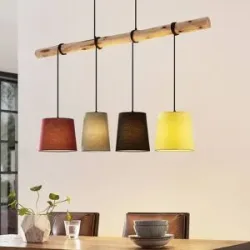 Hängelampe Moskau Lindby, dimmbar, Holz hell, für Wohn- / Esszimmer, Holz, Modern, Pendelleuchte