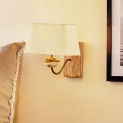 Wandlampe Seregon ONLI, dimmbar, Holz hell, für Wohn- / Esszimmer, Holz, Landhaus / Rustikal, Wandleuchte, Wandlampe Innen