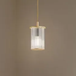 Außenhängeleuchte Nora, gold/transparent, IP44, Glas Nora Argon, dimmbar, messing / gold, Glas