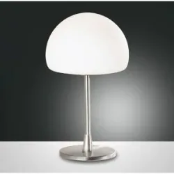 Tischlampe Gaia+ Weiss Glas/Metall 15 cm 26 cm - Farbe: Nickel matt/weiss - LED - Lichtfarbe: Warmweiss - Material: Metall/Glas - Tischlampe- LED