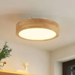 Deckenlampe Lanira Lindby, dimmbar, Holz hell, für Wohn- / Esszimmer, Holz, Modern, Deckenlampe