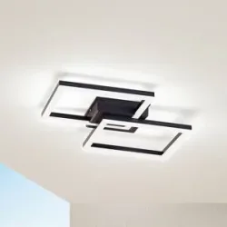 Lindby LED-Außendeckenlampe Finian, 48cm x 48cm, CCT dimmbar Finian Lindby,, schwarz, Kunststoff, Modern, LED Deckenleuchten