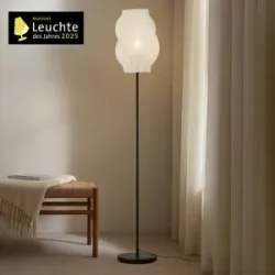Stehlampe Tovina Lucande, weiß / opal, für Wohn- / Esszimmer, Textil / Stoff / Seide, Skandinavisch, Stehlampe
