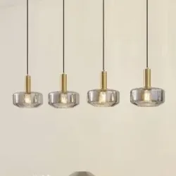 Glas Hängelampe Hildur Lindby, dimmbar, alu / grau / zink, für Wohn- / Esszimmer, Glas, Pendelleuchte