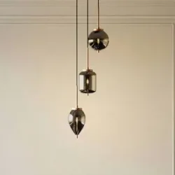 Glas Hängelampe Elani Lucande, dimmbar, schwarz, für Wohn- / Esszimmer, Glas, Modern, Pendelleuchte