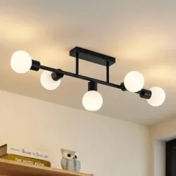 Deckenlampe Biscala Lindby, dimmbar, schwarz, für Wohn- / Esszimmer, Metall, Modern, Deckenlampe