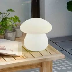 Lindby LED-Akku-Außentischlampe Vernate, RGBW, weiß, dimmbar Vernate Lindby,, weiß / opal, Kunststoff, Modern