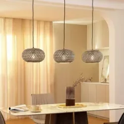 Hängelampe Nerys Lindby, dimmbar, Holz dunkel, für Wohn- / Esszimmer, Holz, Landhaus / Rustikal, Pendelleuchte