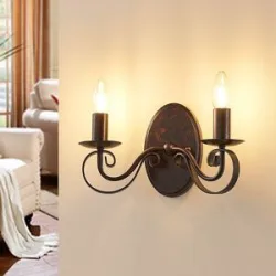 Wandlampe Caleb Lucande, dimmbar, braun / rost, für Flurbereich, Metall, Landhaus / Rustikal, Wandleuchte, Wandlampe Innen