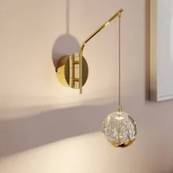 Wandlampe Hayley Lucande, klar / transparent, für Wohn- / Esszimmer, Glas, Modern, LED Wandleuchte, Wandlampe Innen