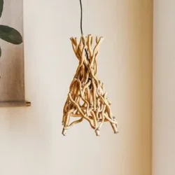 Holz Hängelampe Agar ONLI, dimmbar, Holz hell, für Wohn- / Esszimmer, Holz, Pendelleuchte
