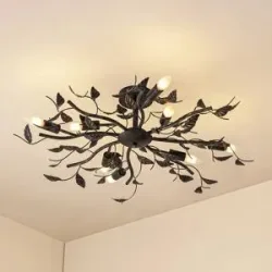 Deckenlampe Yos Lindby, dimmbar, schwarz, für Schlafzimmer, Metall, Florentiner, Deckenlampe