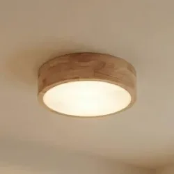Deckenlampe Tanju Lindby, dimmbar, Holz hell, für Wohn- / Esszimmer, Holz, Landhaus / Rustikal, Deckenlampe