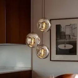 Glas Hängelampe Valentina Lindby, dimmbar, alu / grau / zink, für Wohn- / Esszimmer, Glas, Design, Pendelleuchte
