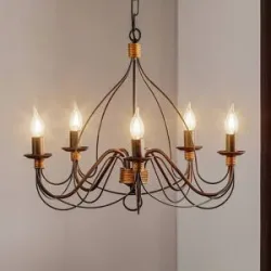 Kronleuchter Fiamma ONLI, dimmbar, braun / rost, für Wohn- / Esszimmer, Metall, Landhaus / Rustikal, Kronleuchter
