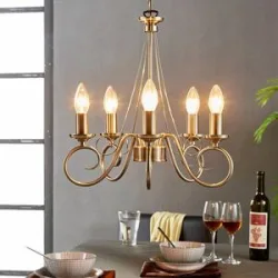 Kronleuchter Marnia Lindby, dimmbar, bronze / altmessing, für Wohn- / Esszimmer, Metall, Antik, Kronleuchter