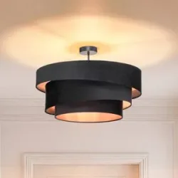 Deckenlampe Jusari Lindby, dimmbar, schwarz, für Wohn- / Esszimmer, Textil / Stoff / Seide, Modern, Deckenlampe