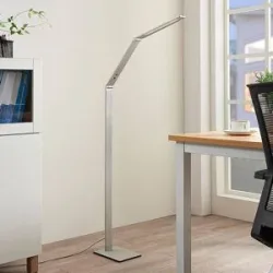 LED Stehlampe Nicano Lucande, dimmbar, alu / grau / zink, für Arbeitszimmer / Büro, Aluminium, Modern, LED Stehlampe