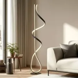 LED Stehlampe Rodado Lucande, schwarz, für Wohn- / Esszimmer, Aluminium, Modern, LED Stehlampe