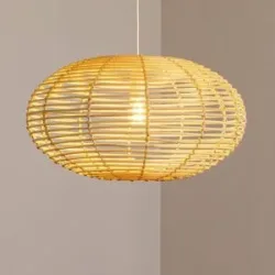 Euluna Holz Hängelampe RATTAN Nowodvorski Lighting, dimmbar, Holz hell, für Wohn- / Esszimmer, Holz, Pendelleuchte