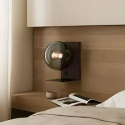 Wandlampe Veloura Lucande, dimmbar, braun / rost, für Wohn- / Esszimmer, Glas, Design, Wandleuchte, Wandlampe Innen